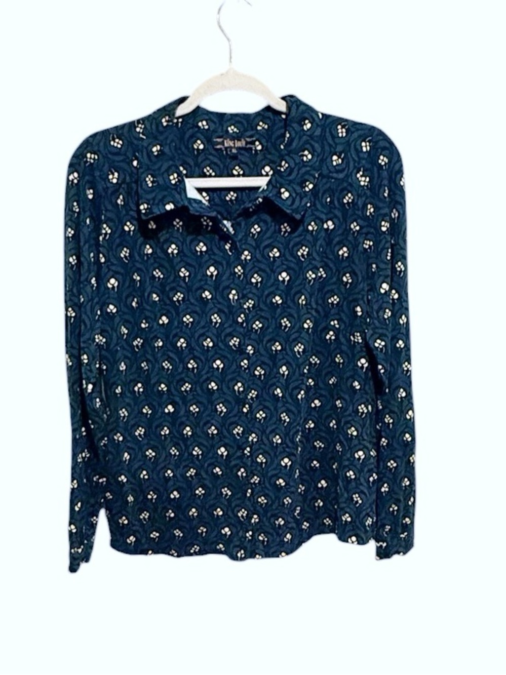 VINTAGE King Louie Teal Floral Button-Front Shirt - Stretch - Size XL